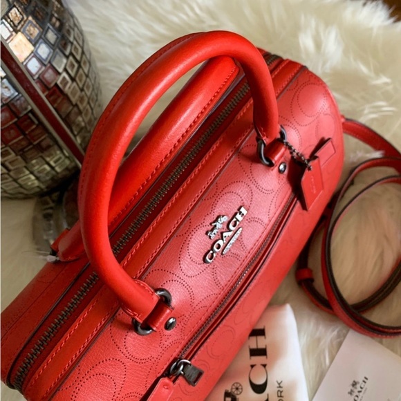 COACH ROWAN SATCHEL/CROSSBODY SIGNATURE LEATHE PURSE - Picture 2 of 11